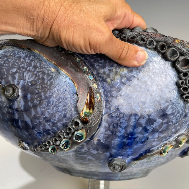 Hand made purple blue crystalline glazed vessel  sink